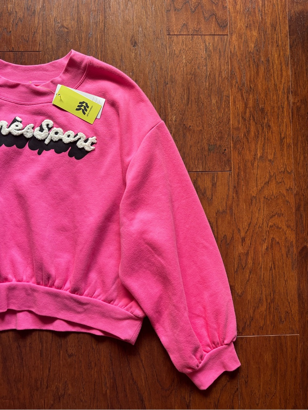 All in Motion Hot Pink Cropped Après Sport Crewneck Sweatshirt | Size L - Picture 7 of 12